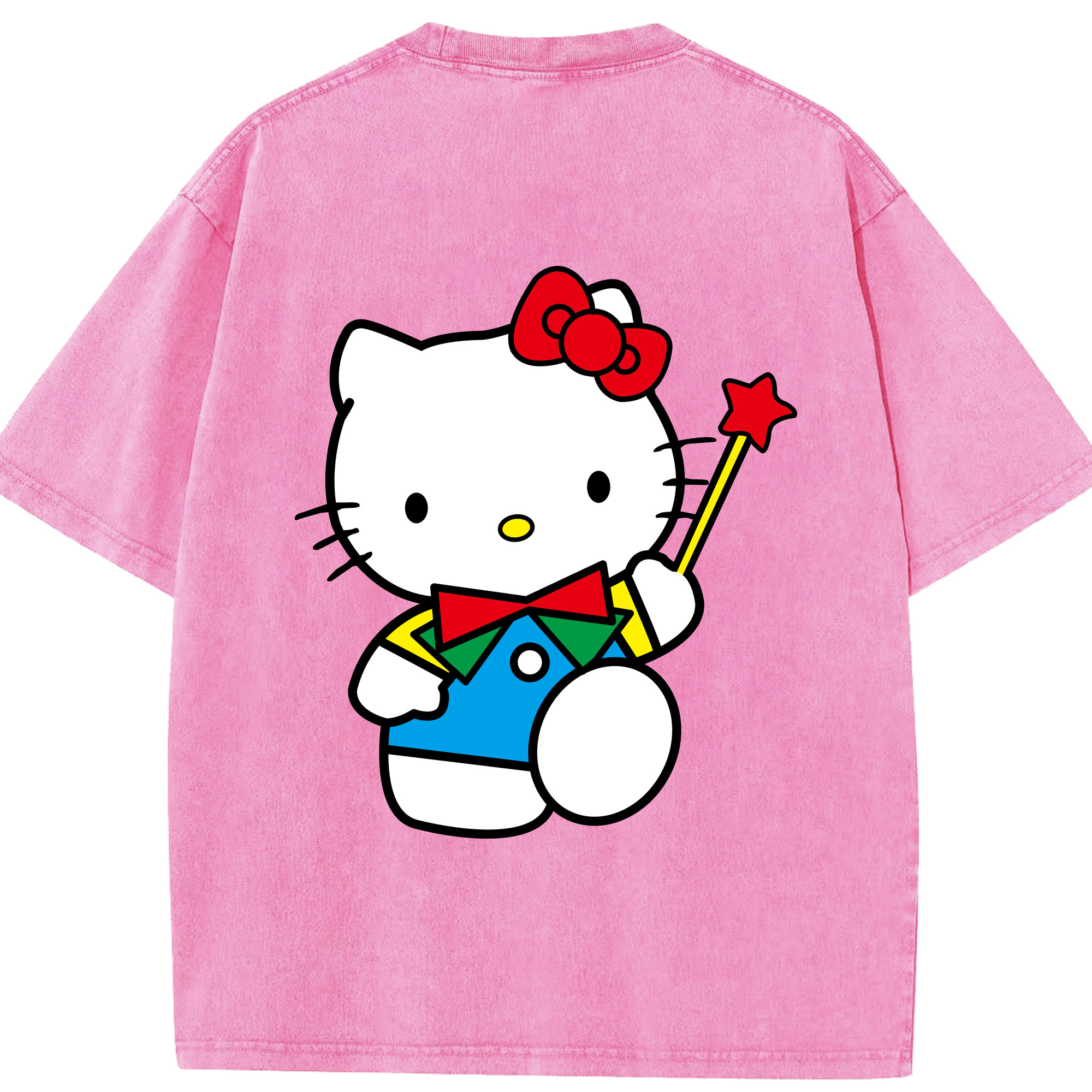 （画像用） Hello Kitty ハローキティ 綿100% ヴィンテージ風 半袖Tシャツ（背面プリント）